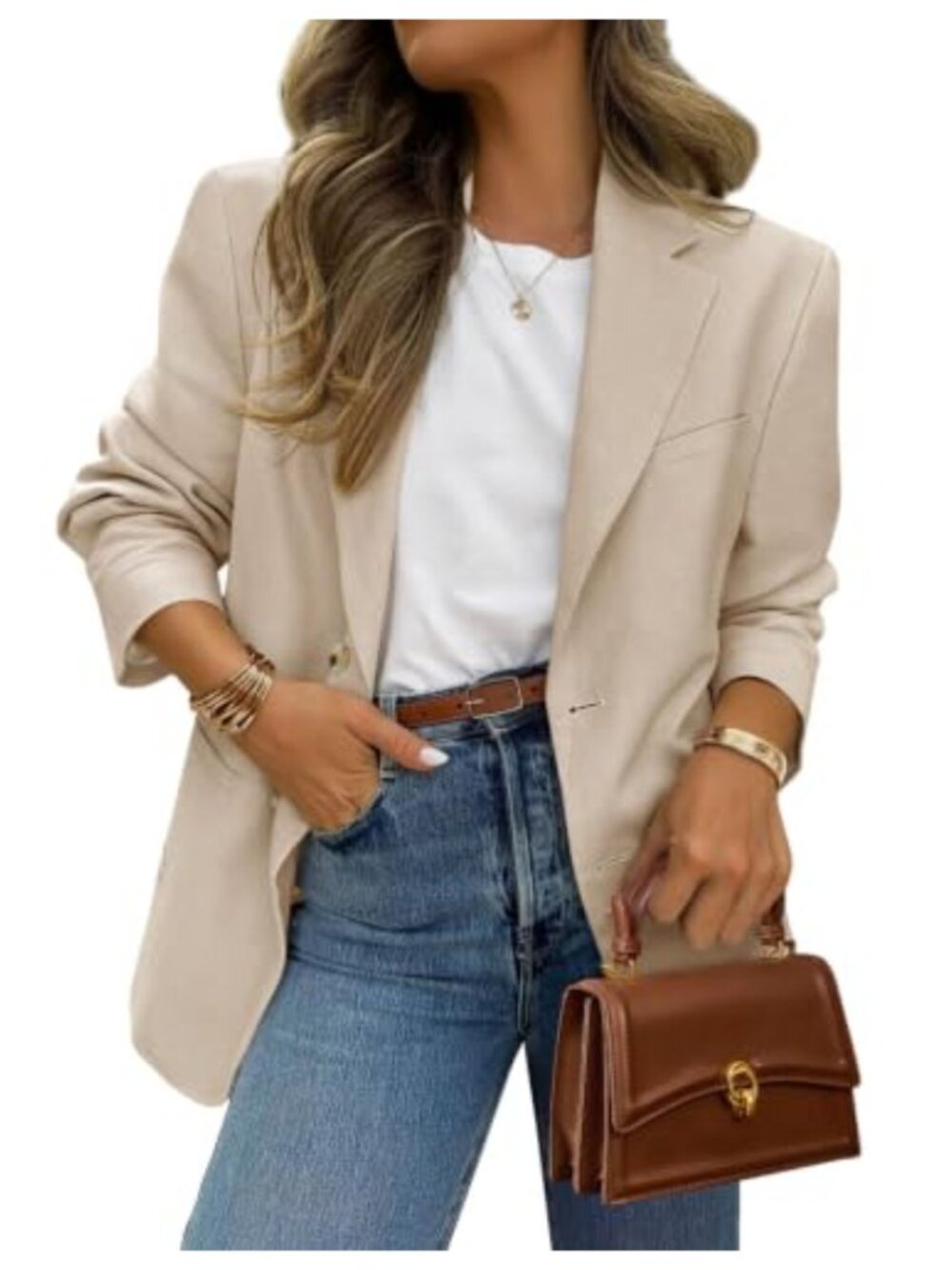 Women's Business Casual Notch Lapel Blazer Open Front Long Sleeve Fitted